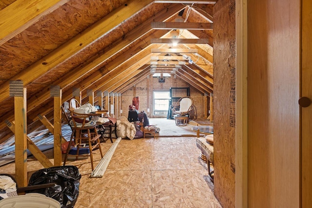 view of unfinished attic