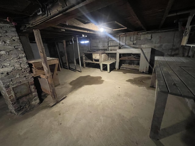 view of unfinished basement