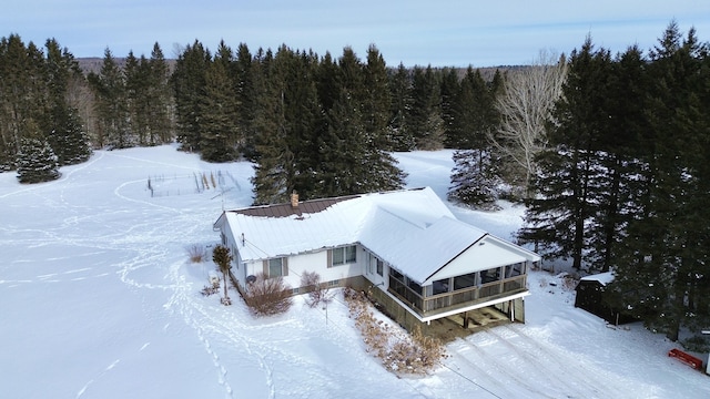 view of snowy aerial view