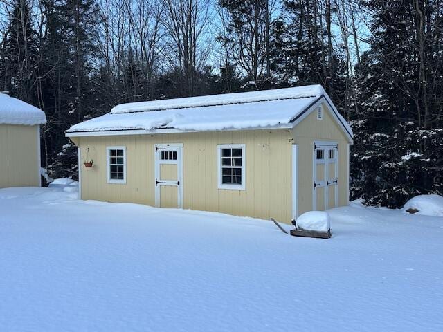 view of snow covered structure