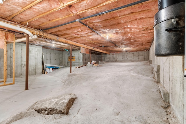 view of unfinished basement