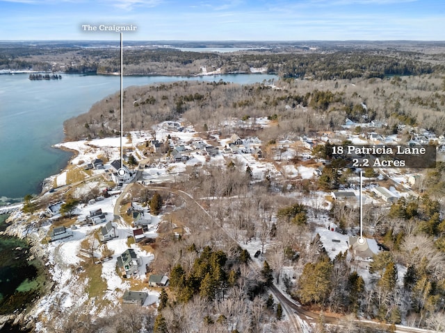 drone / aerial view featuring a water view and a residential view