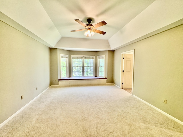 18 Patricia Ln, Saint George, ME 04859 - unfurnished room featuring a ceiling fan, light colored carpet, baseboards, and vaulted ceiling