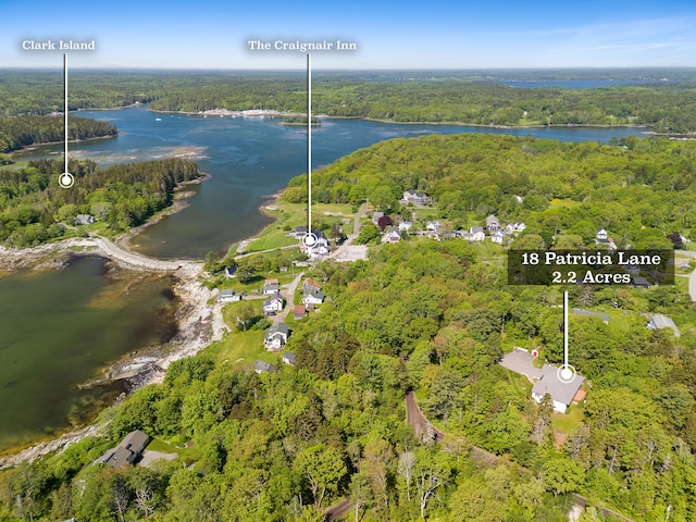 18 Patricia Ln, Saint George, ME 04859 - aerial view of property and surrounding area with a forest and a large body of water