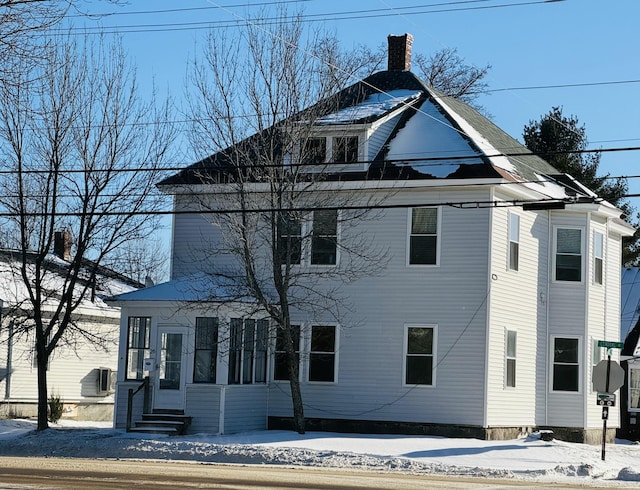 view of snow covered exterior