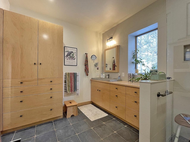 bathroom featuring vanity and tile patterned floors