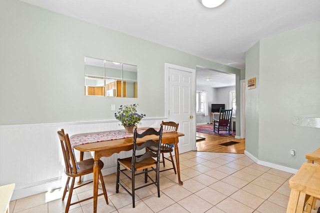 view of tiled dining room