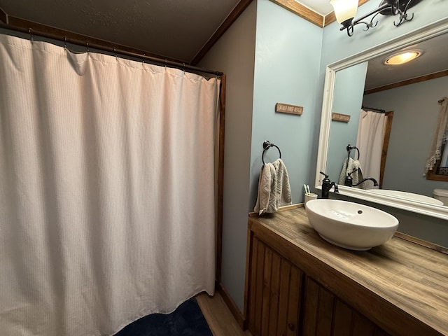 bathroom featuring sink and crown molding