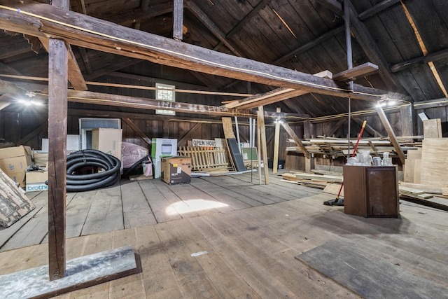 823 Washington St, Bath, ME 04530 - misc room with lofted ceiling and wood-type flooring