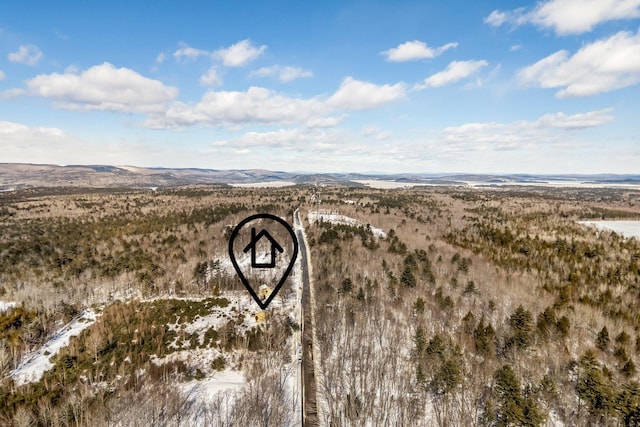 drone / aerial view featuring a mountain view