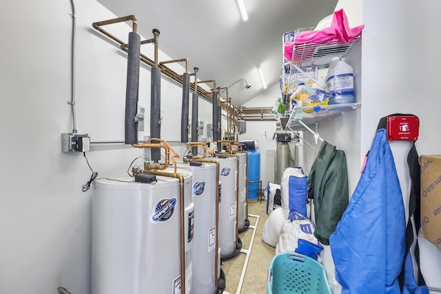 utility room with water heater