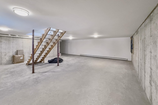 basement featuring baseboard heating