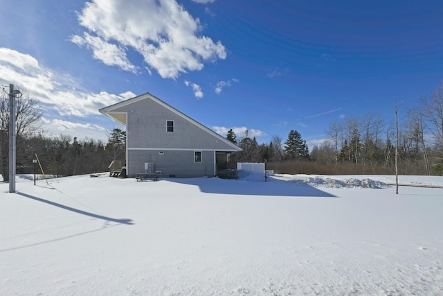 view of snow covered property