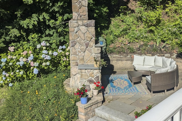 view of patio with an outdoor living space