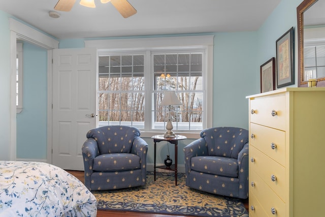 bedroom featuring ceiling fan