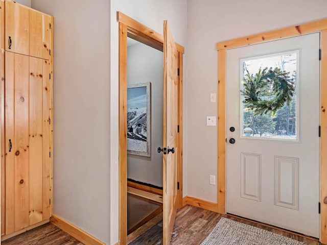 foyer with dark hardwood / wood-style flooring