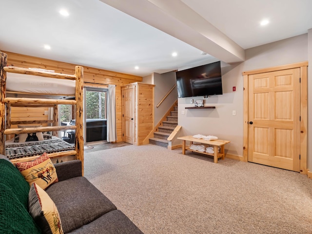 living room with carpet flooring