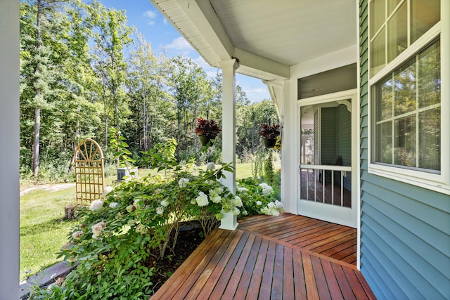 wooden deck with covered porch