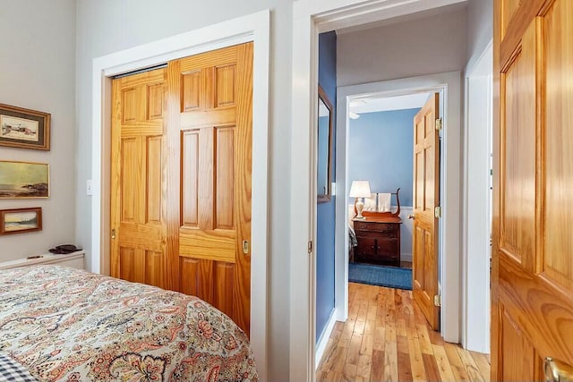 bedroom with light wood-type flooring