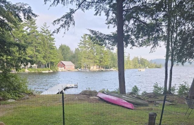 view of water feature featuring a dock