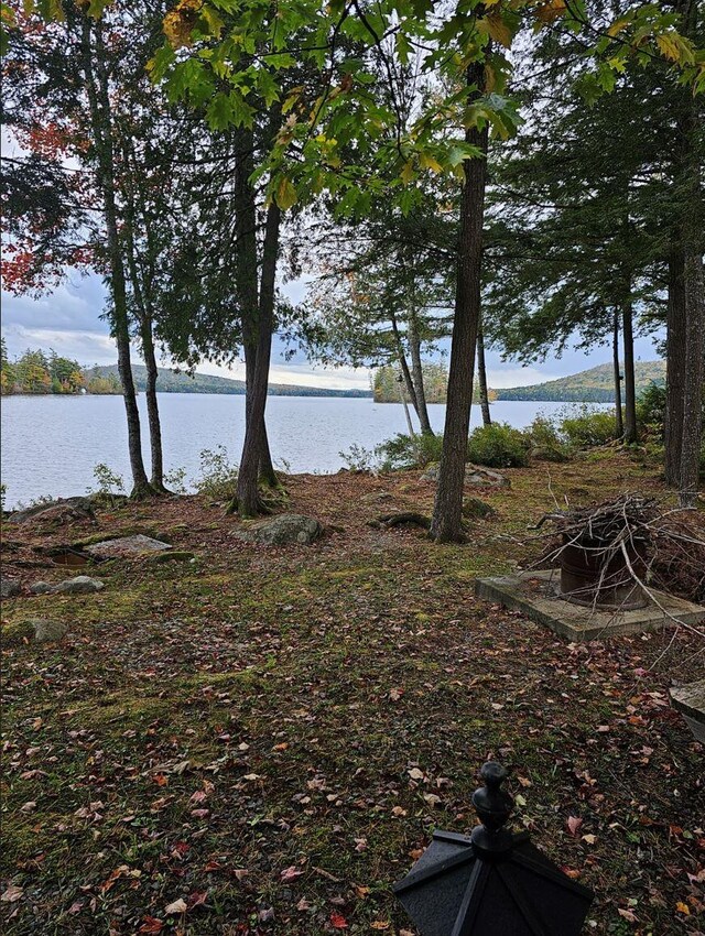 view of yard with a water view