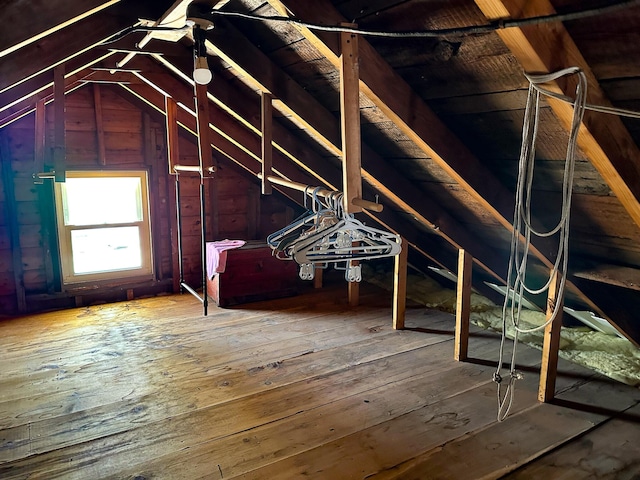 view of unfinished attic