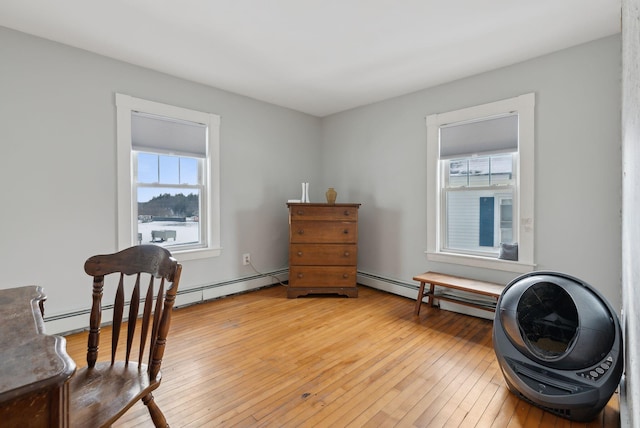 sitting room with light hardwood / wood-style floors