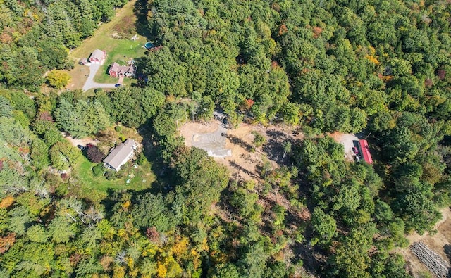 aerial view with a wooded view