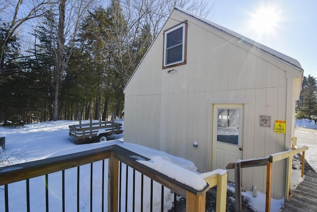 view of snow covered exterior