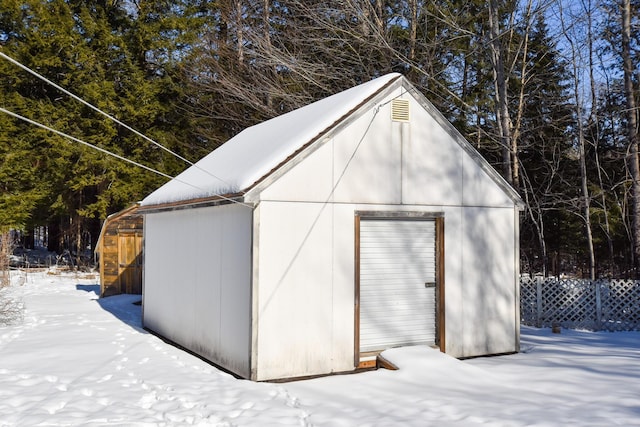 view of snow covered structure