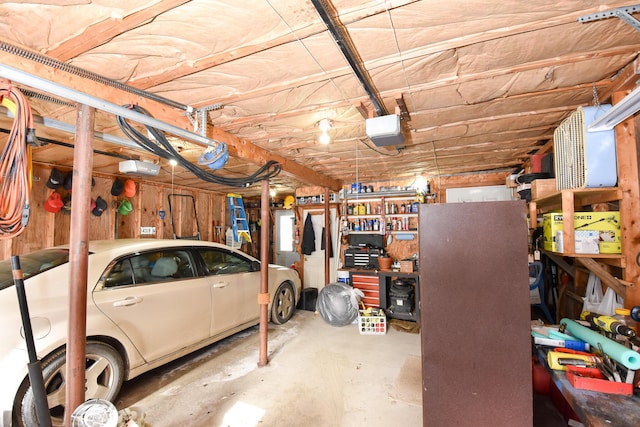 garage with a garage door opener