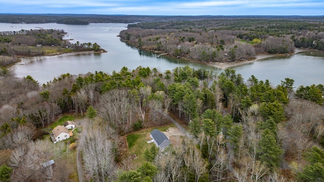 26 Townsend Ln, Boothbay, ME 04537 - drone / aerial view with a water view and a view of trees
