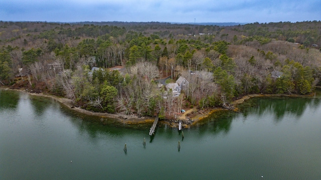 26 Townsend Ln, Boothbay, ME 04537 - drone / aerial view featuring a forest view and a water view
