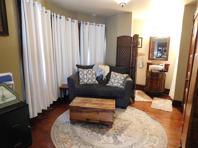 living room featuring dark hardwood / wood-style floors