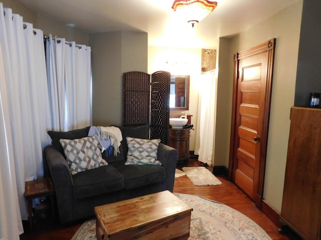 living room featuring wood-type flooring