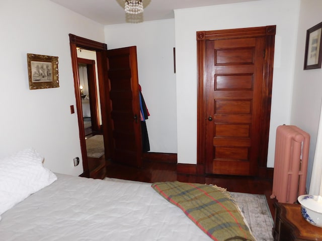 bedroom with radiator heating unit