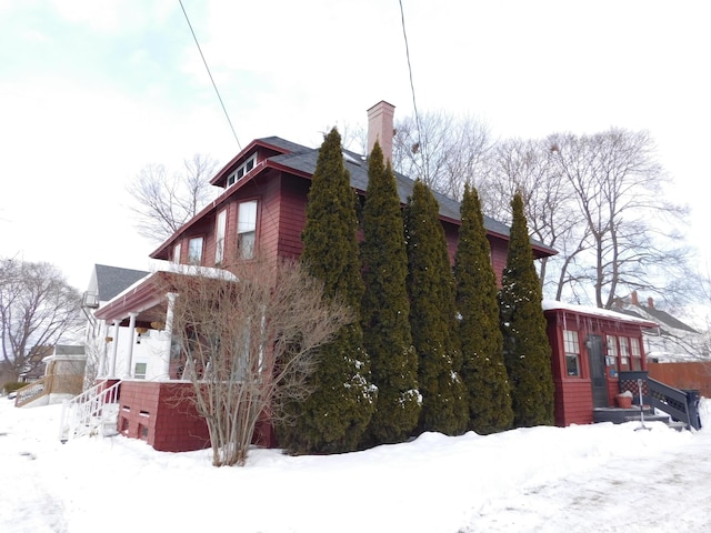 view of snowy exterior