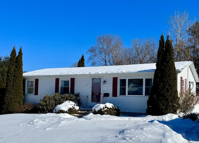 view of single story home