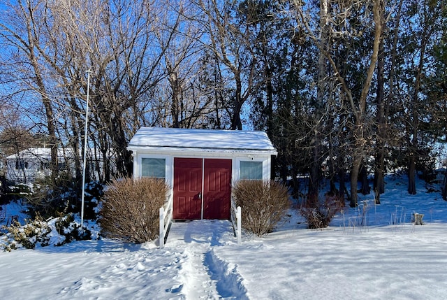 view of snow covered structure