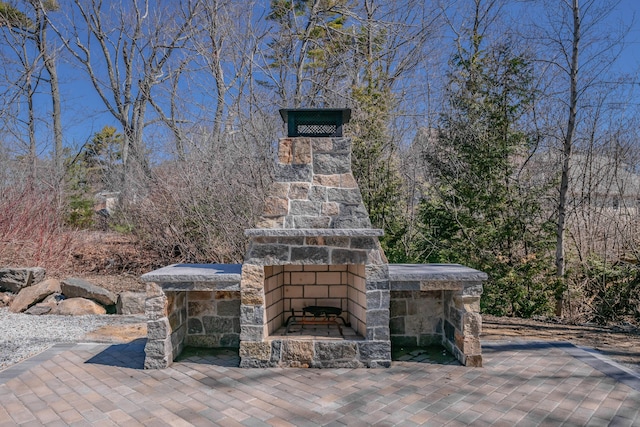 8 Harrison Ave, York, ME 03909 - view of patio with an outdoor stone fireplace