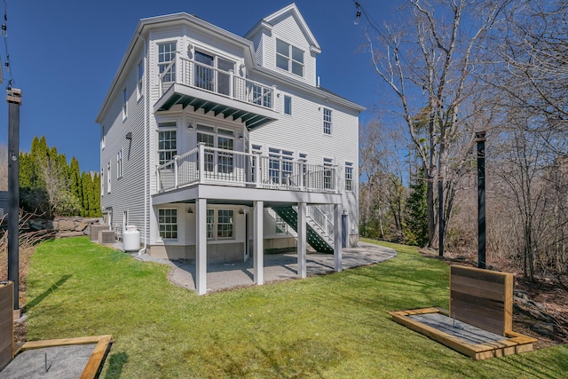8 Harrison Ave, York, ME 03909 - back of property featuring a lawn, a balcony, a deck, and a patio area