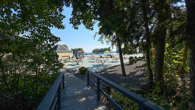 view of dock featuring a water view