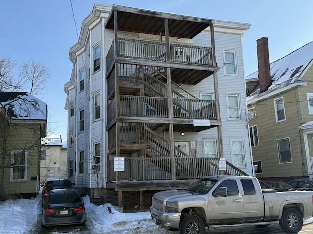 view of snow covered building