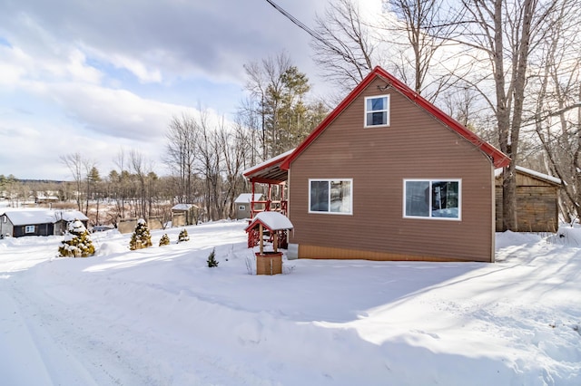 view of snow covered exterior