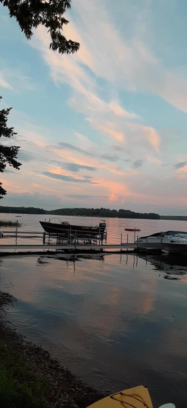 dock area featuring a water view