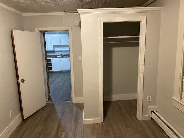 closet with sink and a baseboard radiator