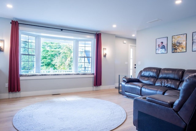 living room with hardwood / wood-style flooring and plenty of natural light