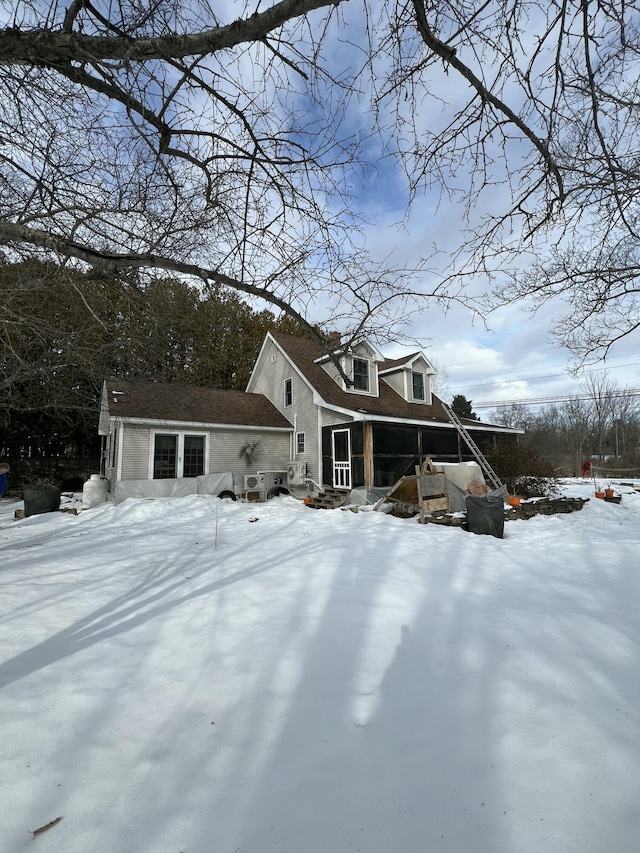 exterior space with a garage