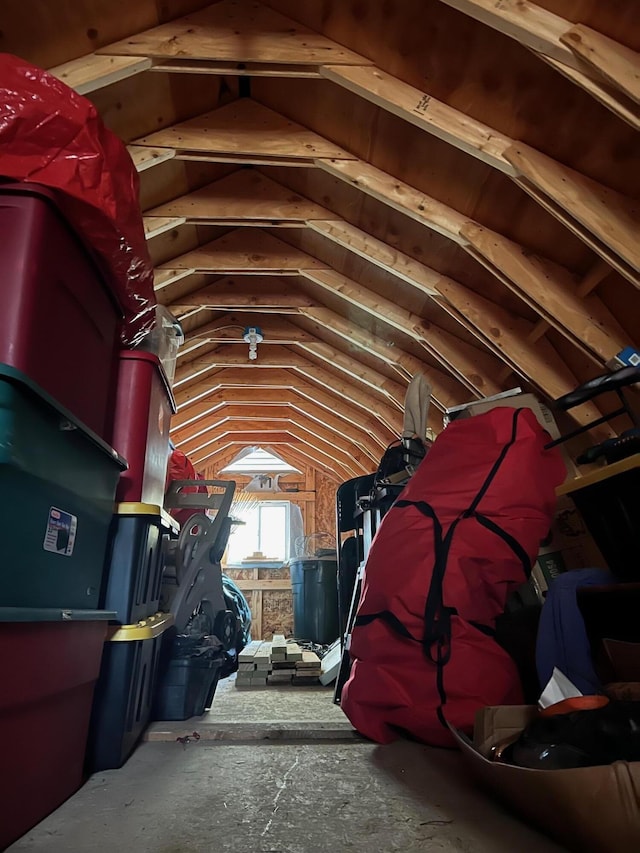 view of unfinished attic