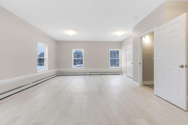 empty room with light hardwood / wood-style floors